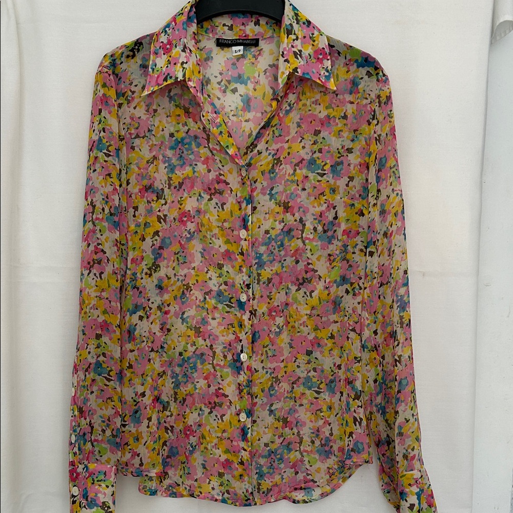 Franco Mirabelli Multicolor Floral Sheer Blouse